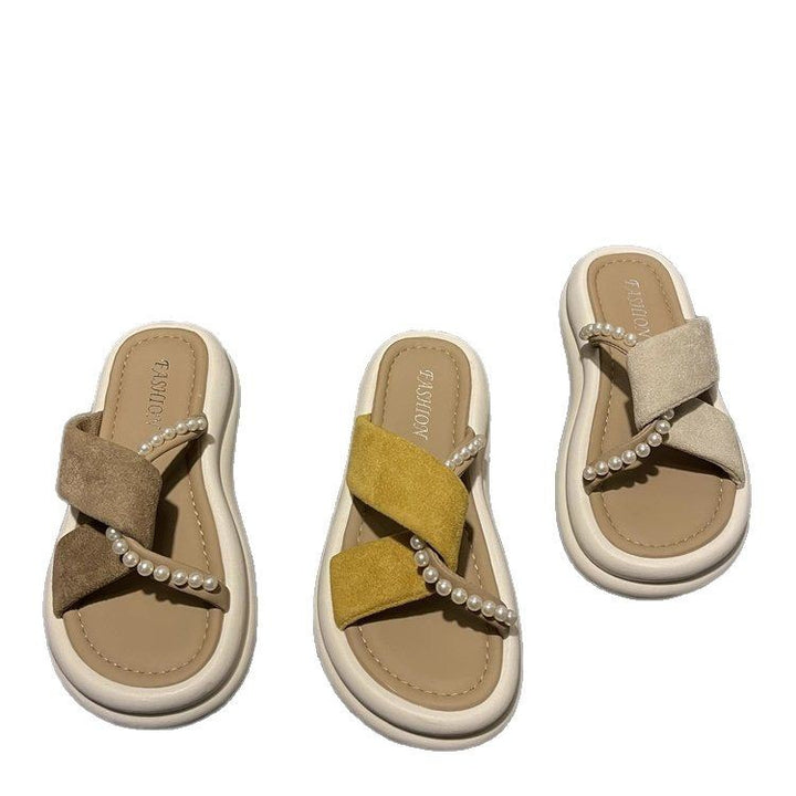 Dame Elegante Tåseparator Sandaler med moderne Remdesign og Perlepynt Stilla