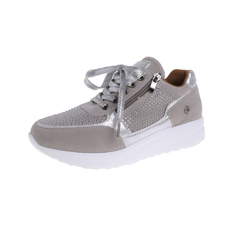 Dame mode Sneakers med elegante glimmer-accenter og praktisk lynlås Stilla