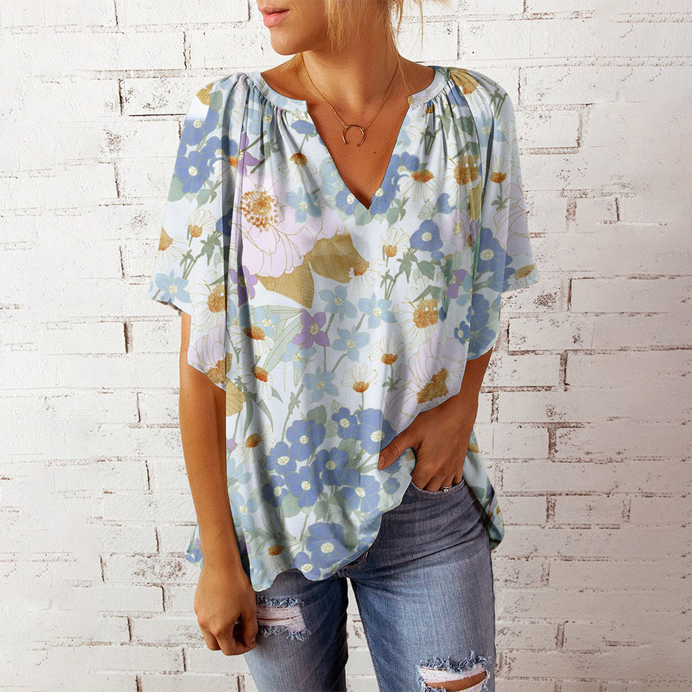 Damebluse med blomsterprint Stilla