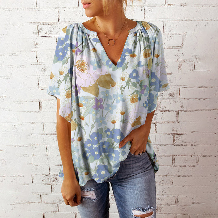 Damebluse med blomsterprint Stilla