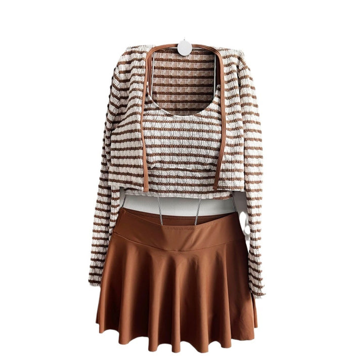 Dame Stilfuld Crop Top og Skater nederdel Sæt Stilla