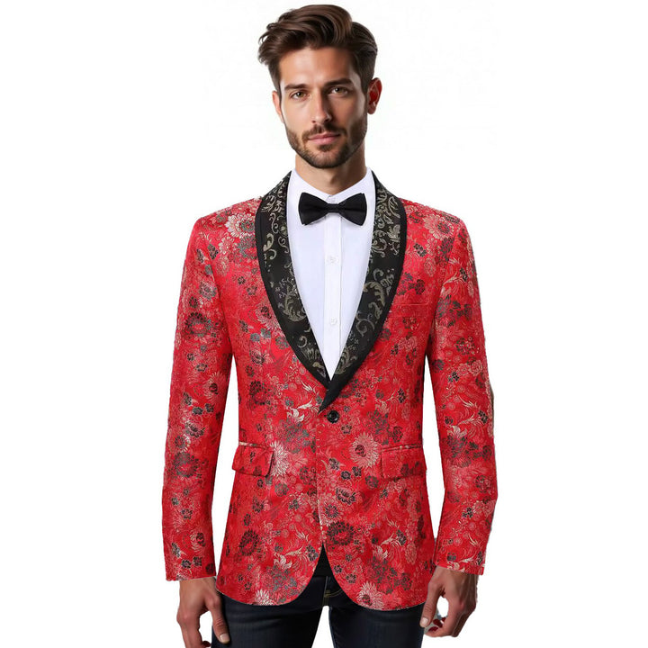 Herre elegant fløjl blazer med blomster mønster Stilla
