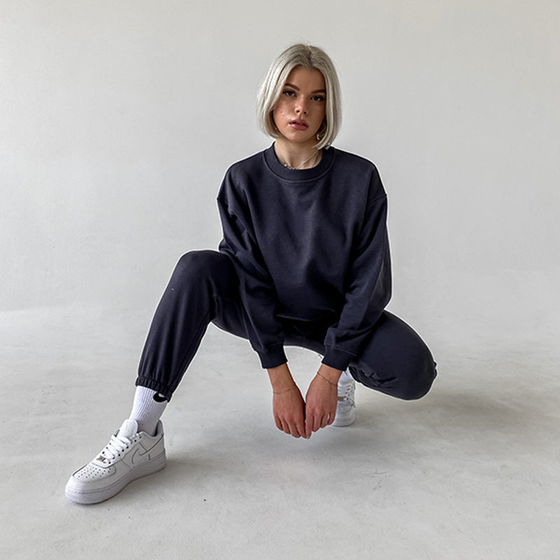 Dame afslappet Sweatpants-sæt med høj talje og brede ærmer Stilla