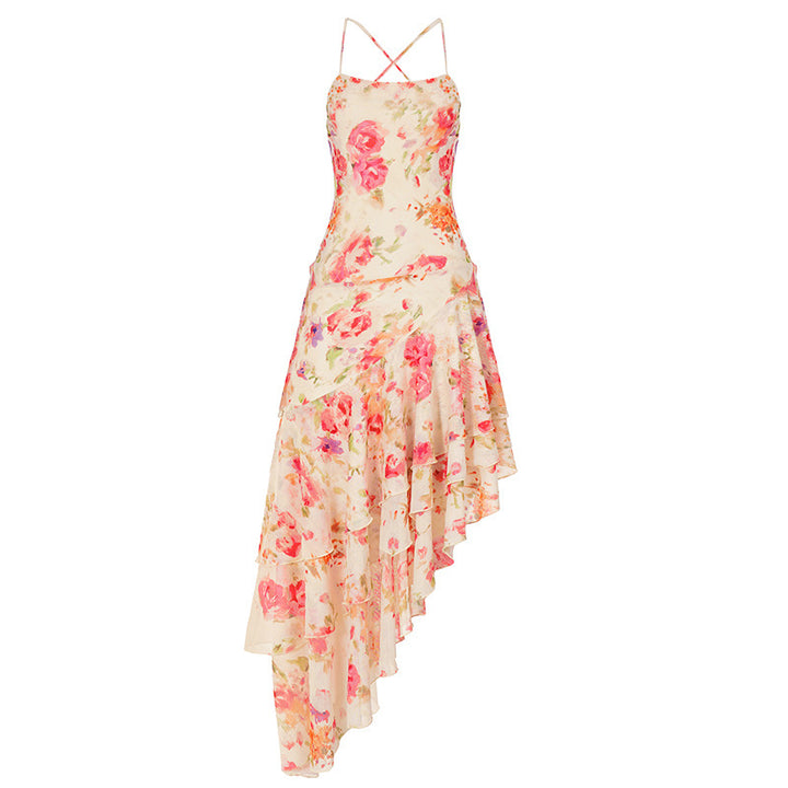Dame floral maxikjole med ruffles detaljer Skovae