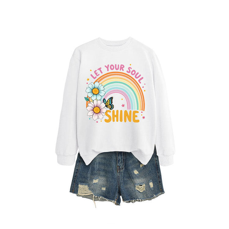 Kvinders sweatshirt med farverig gradient og blomster grafisk design Stilla