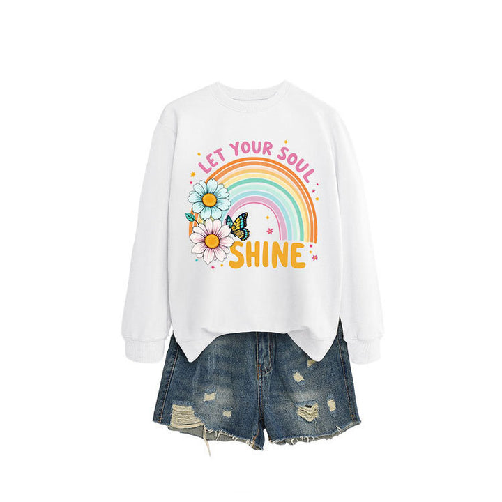 Kvinders sweatshirt med farverig gradient og blomster grafisk design Stilla