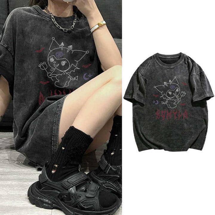 Dame afslappet oversized T-shirt med sporty skrift Stilla