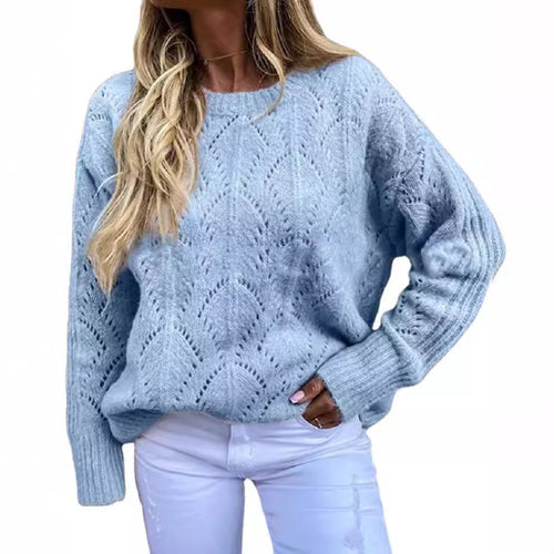 Dame elegant strikpullover med filigranmønster Stilla