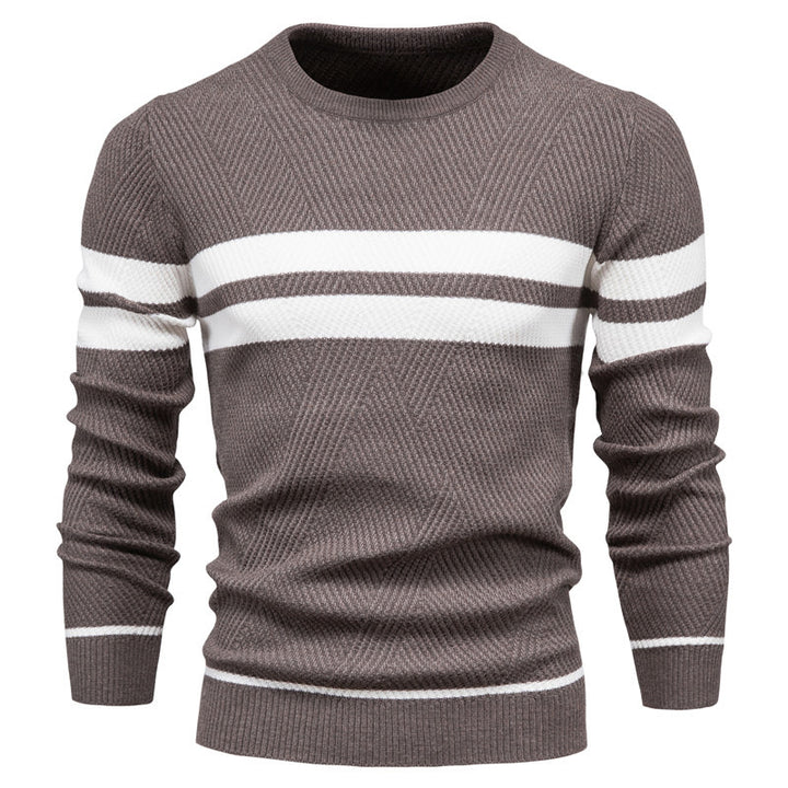 Herrer strikkepullover med moderne vaffelmønster og elegante striber Stilla