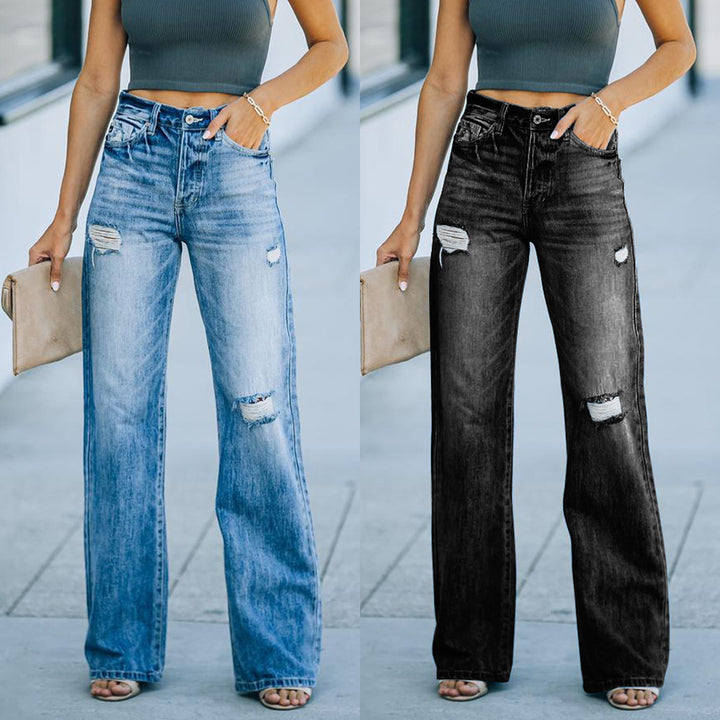 Dame Løst skårne Jeans med stilfulde Ripped-detaljer Stilla
