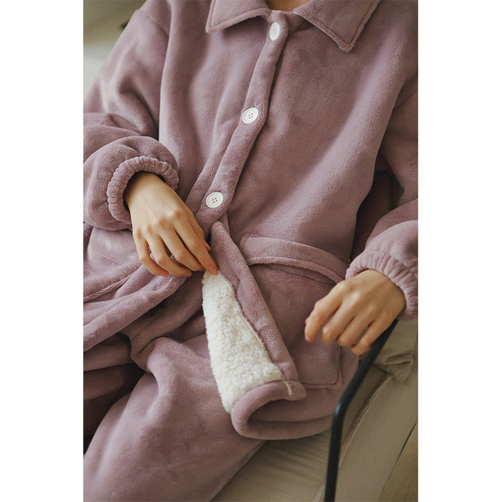 Dame Fleece Oversized jakke med lommer og knaplukning Stilla