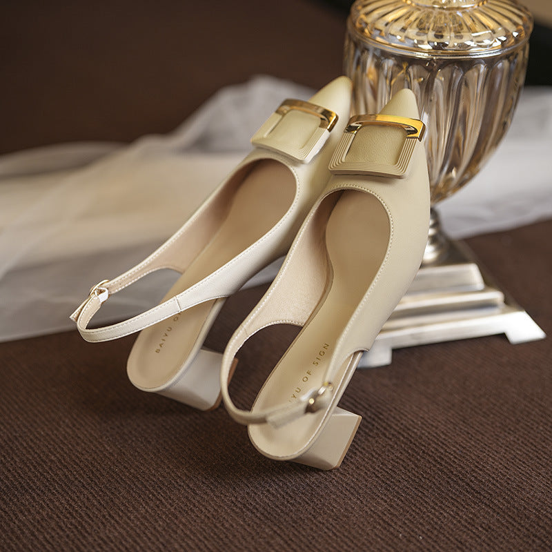 Dame Elegante Spidse Slingback Hæle med Spænde Accent Stilla