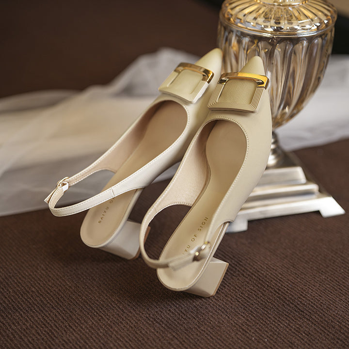 Dame Elegante Spidse Slingback Hæle med Spænde Accent Stilla