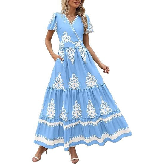 Dame Maxikjole med romantiske broderier Stilla
