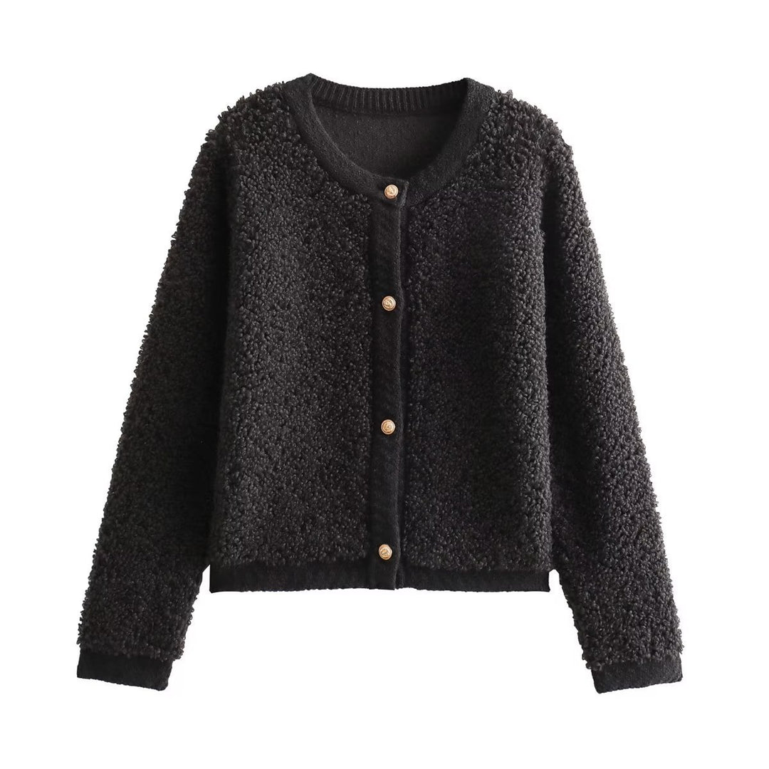 Femme Plush Fleece Knap-Front Jakke Stilla