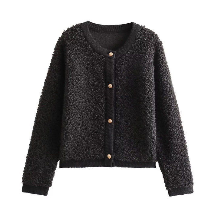 Femme Plush Fleece Knap-Front Jakke Stilla