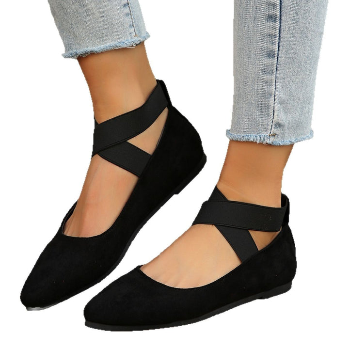 Dame elegante Ballerinas med elastiske krydsremme og komfortabel fodseng design Stilla