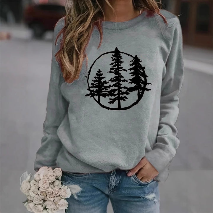 Kvinders sweatshirt med sejt naturmotiv og afslappet pasform Stilla