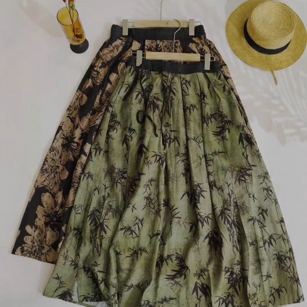 Damer Floral Print A-Line Maxi Skirt Stilla