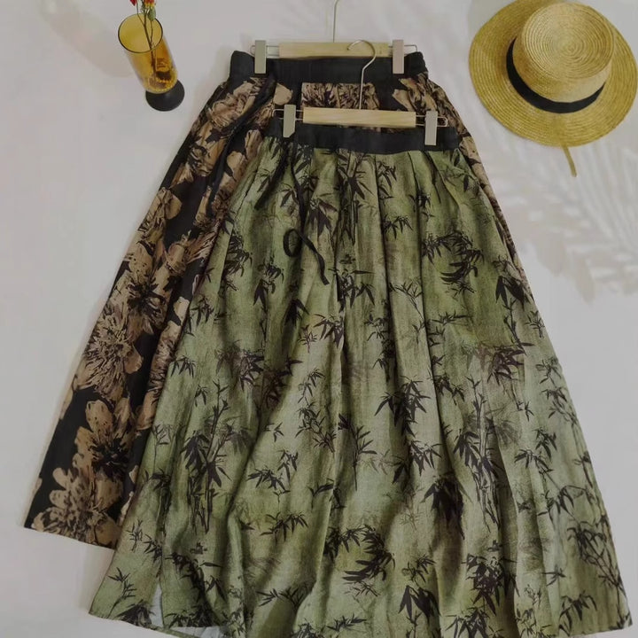 Damer Floral Print A-Line Maxi Skirt Stilla