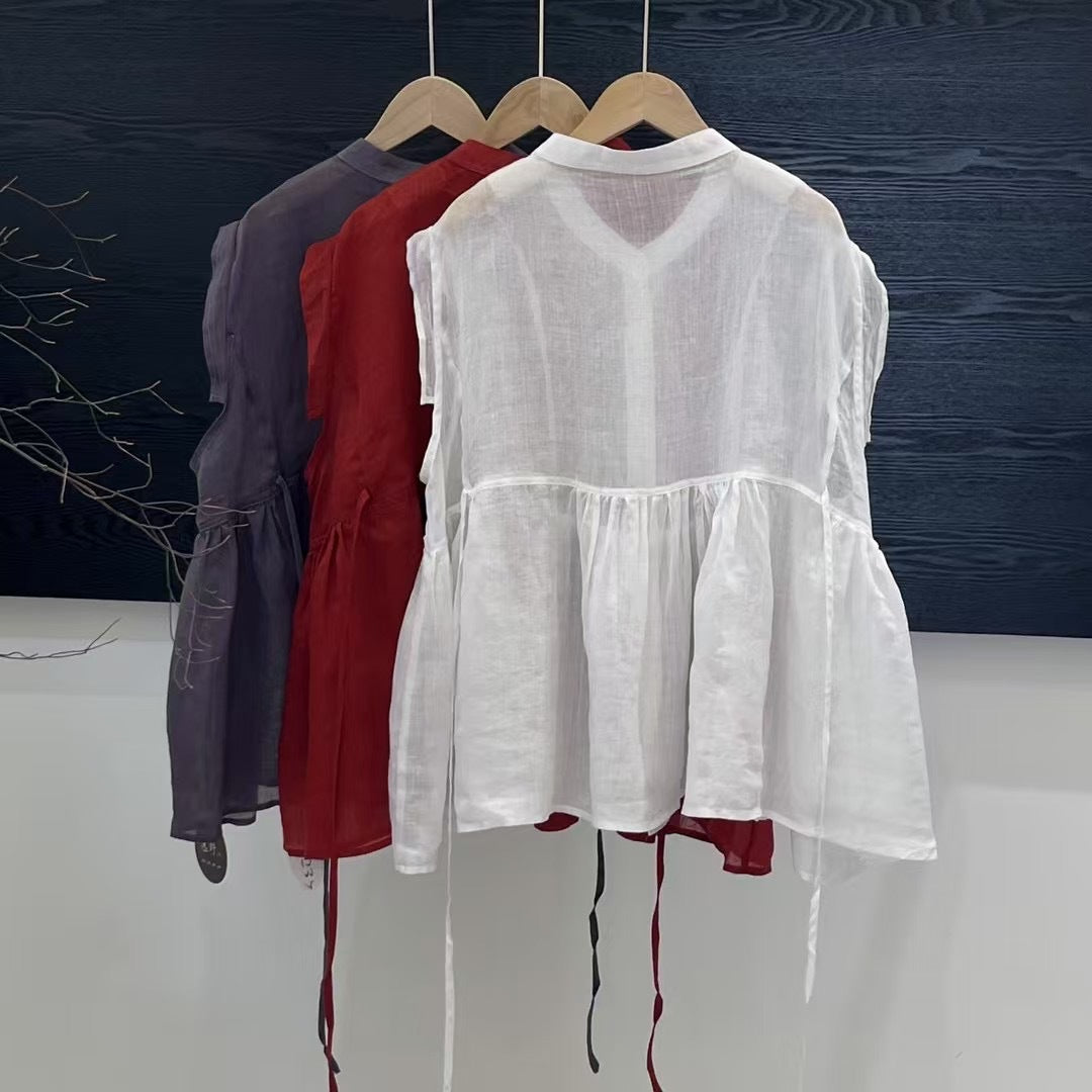 Femme Elegante Rüschen top med knapper Stilla