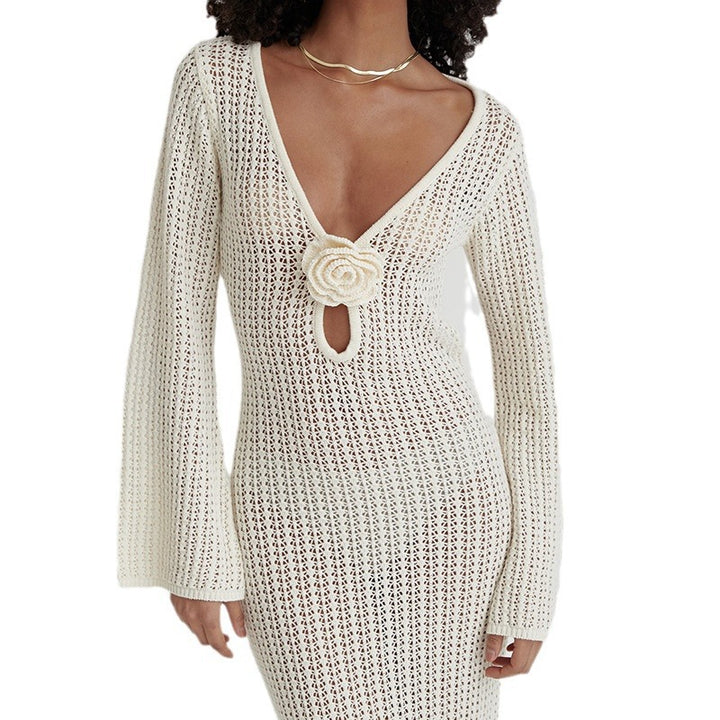 Dame Elegant Strik Maxi Kjole Stilla