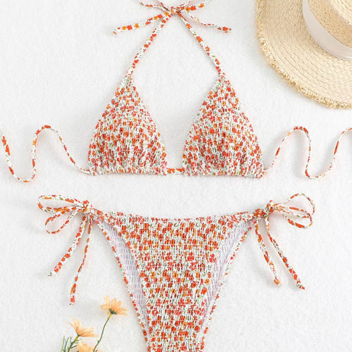 Dame Blomster mønster Triangle Bikini Sæt Stilla 1750839663