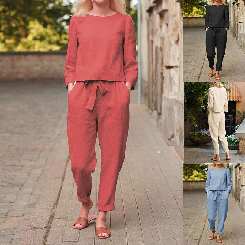 Damer Løst loungewear-sæt med elegant top og løs buks Stilla