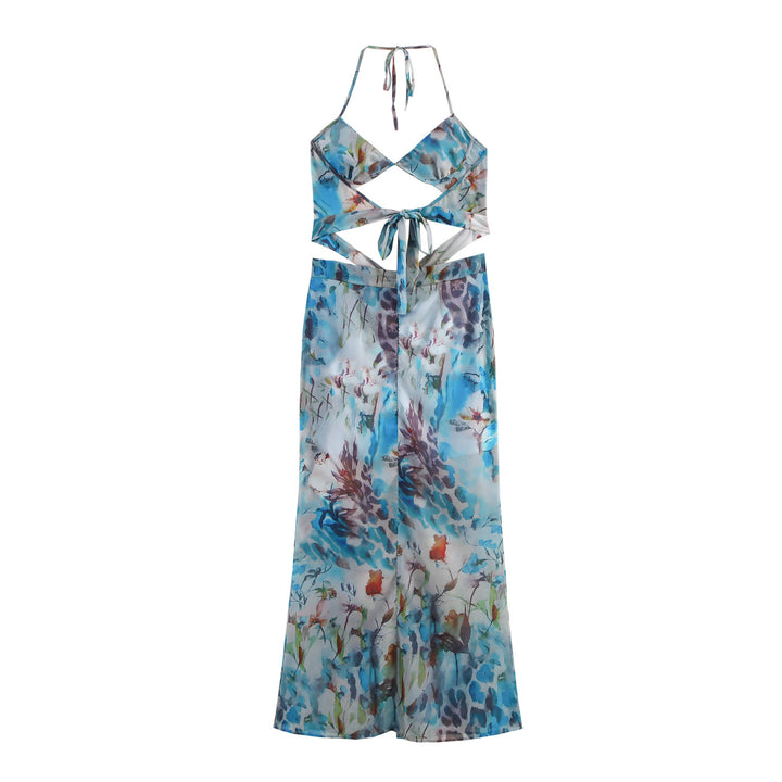 Femme Cutout Halter Maxi Kjole med blomstertryk Stilla