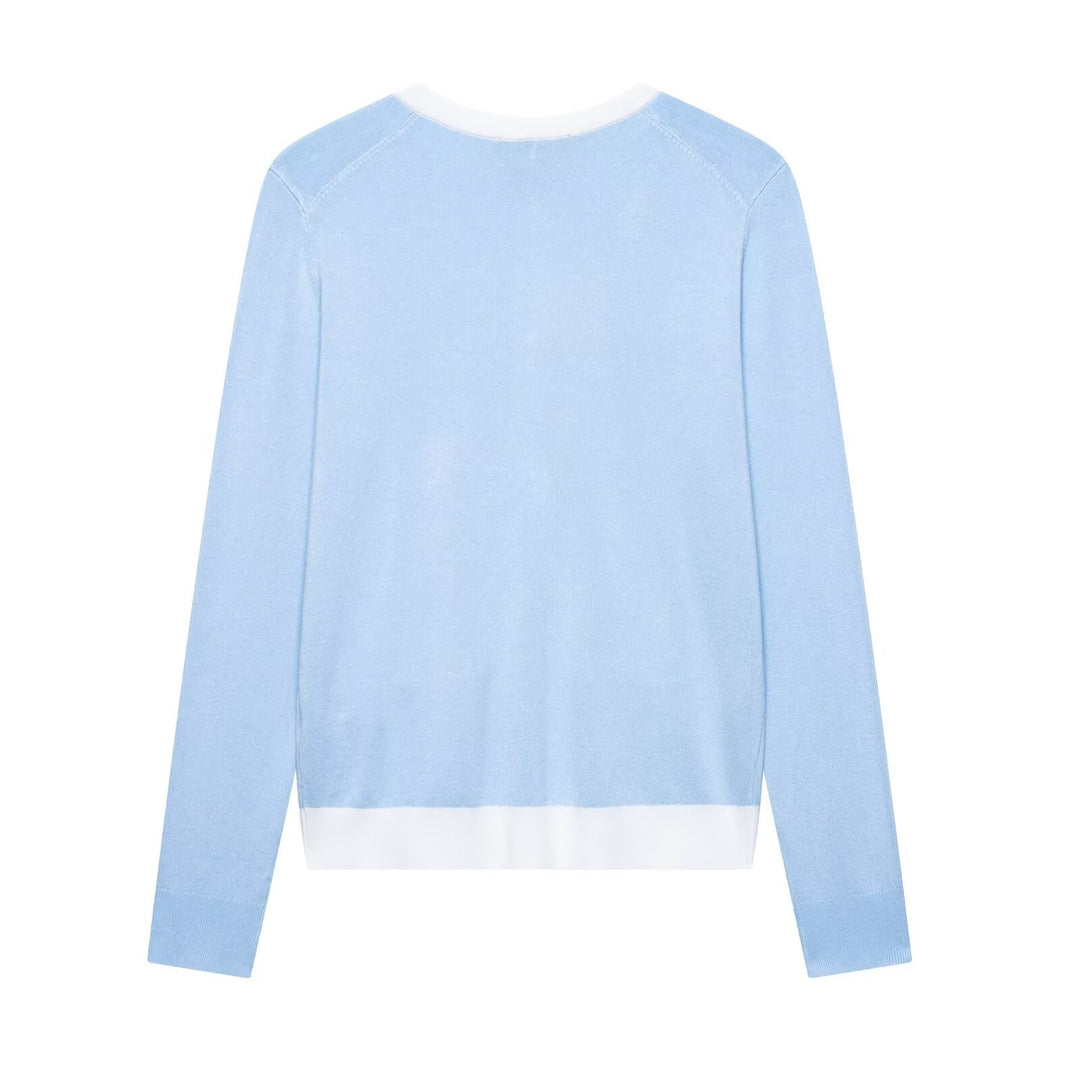 Dame elegant strikjakke med dekorative knapper og lommer Stilla