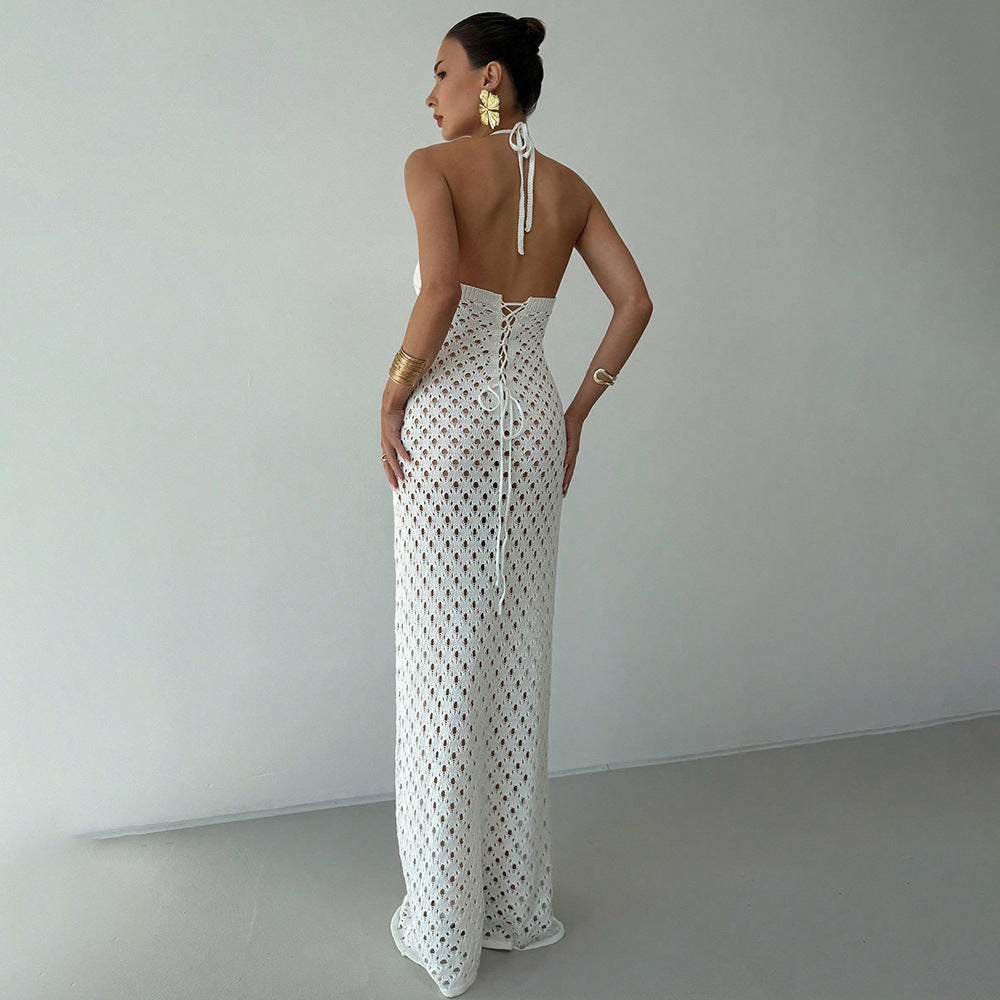 Dame hækle maxikjole i trendy cut-out design Stilla