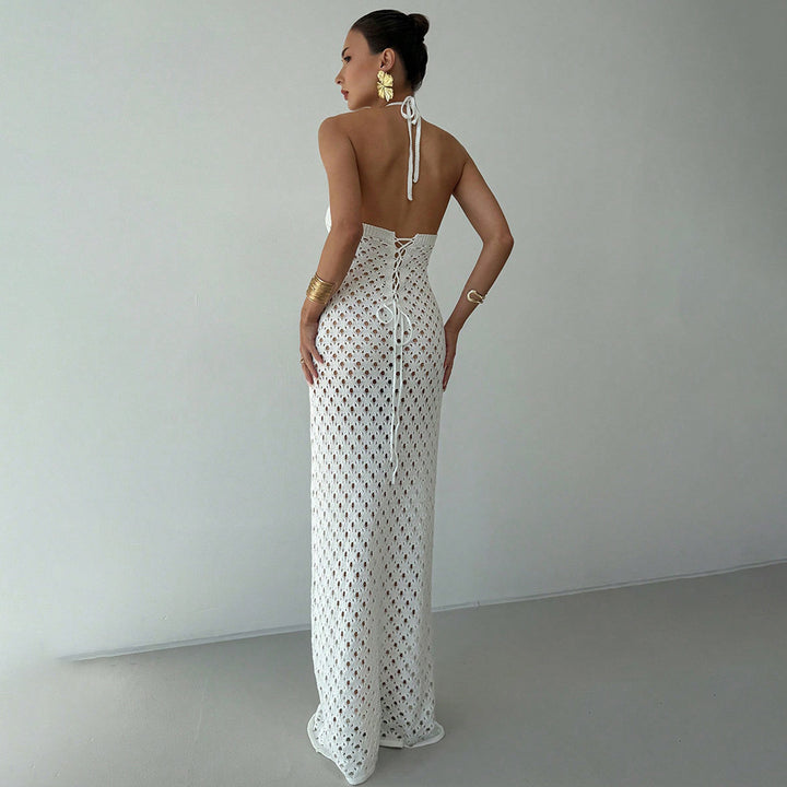 Dame hækle maxikjole i trendy cut-out design Stilla