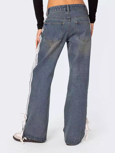 Dame brede jeans med sidelængder Stilla