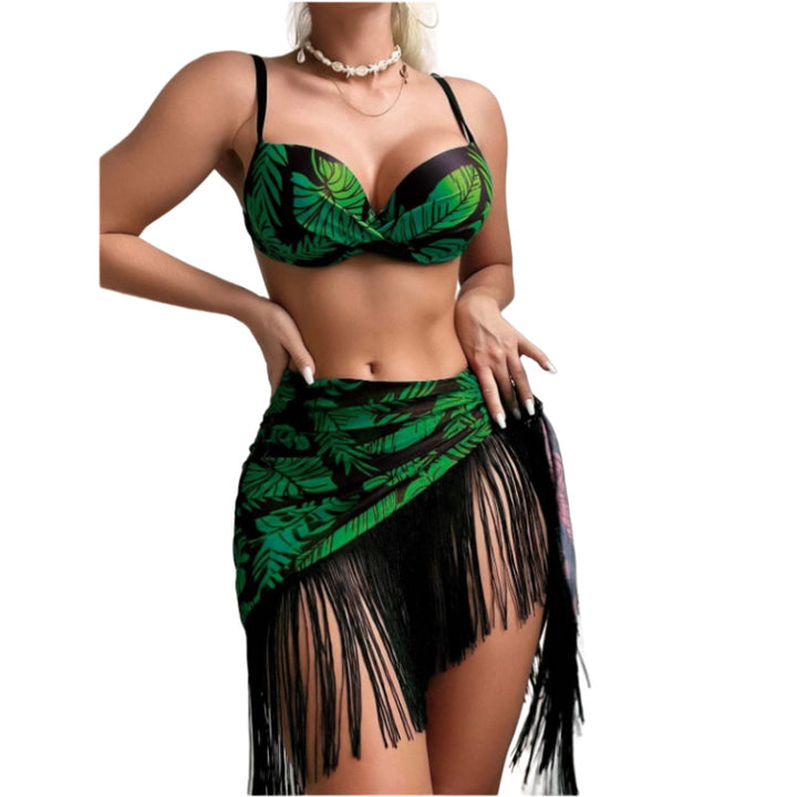 Dame bikini kombination med raffineret indpakningsdesign og frynset kant Stilla