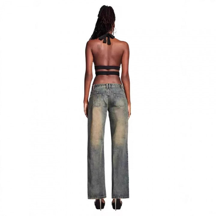 Kvinder Vintage Højtaljede Lige Jeans Stilla