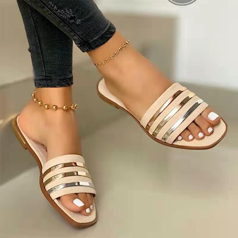 Dame elegante sandaler med stilfulde metalstriber Stilla