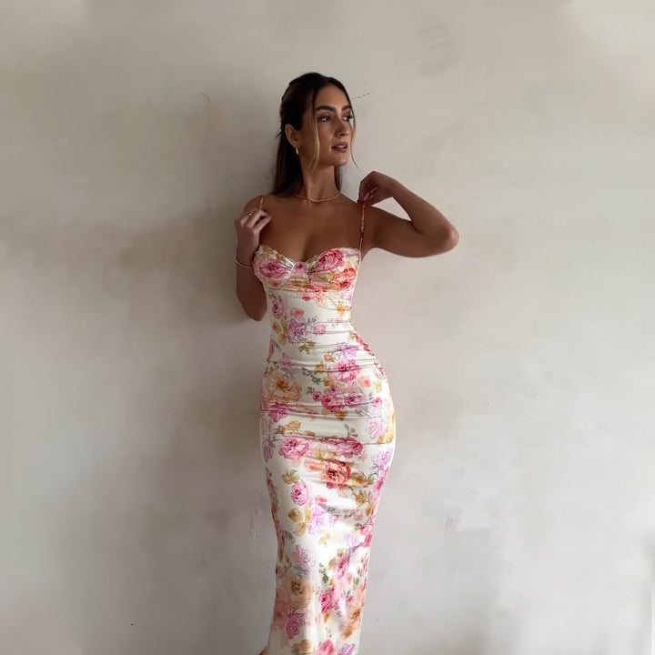 Kvinder Floral Bodycon Maxi Kjole Stilla