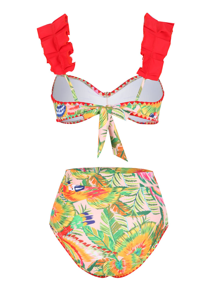 Dame Bikini-sæt med voluminøse flæseærmer og høj talje Stilla