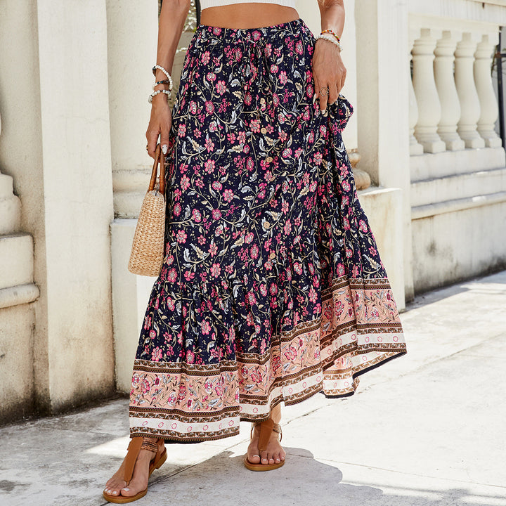 Dame Maxiskørt i Boho-stil med blomster mønstre Stilla