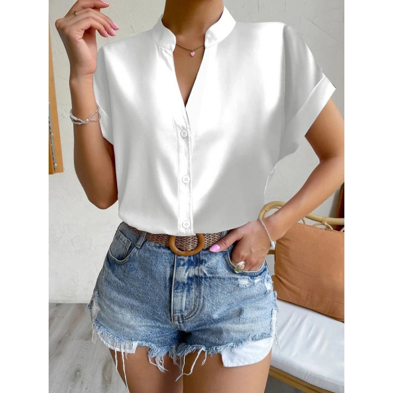Dame Chic Mandarinkrave Bluse Stilla