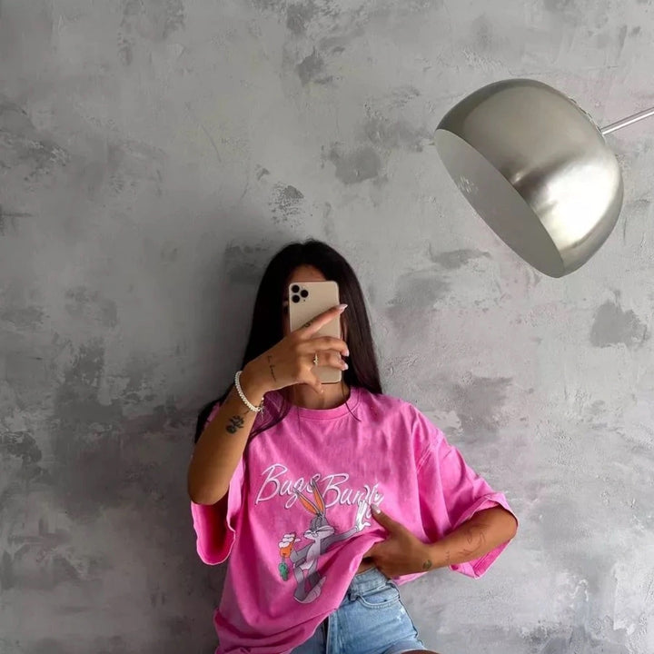 Dame Oversized T-Shirt med nostalgisk Mickey Mouse design Stilla