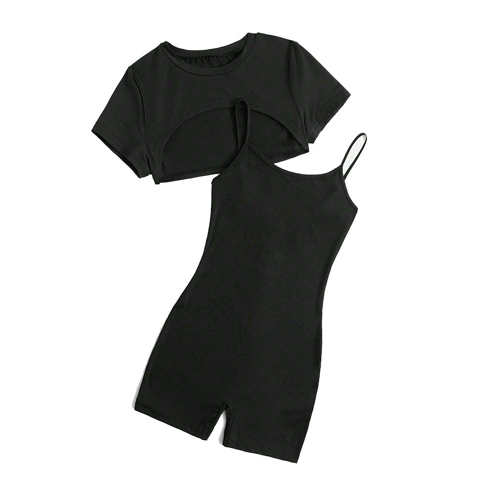 Kvinder cropped top og shorts jumpsuit sæt Stilla