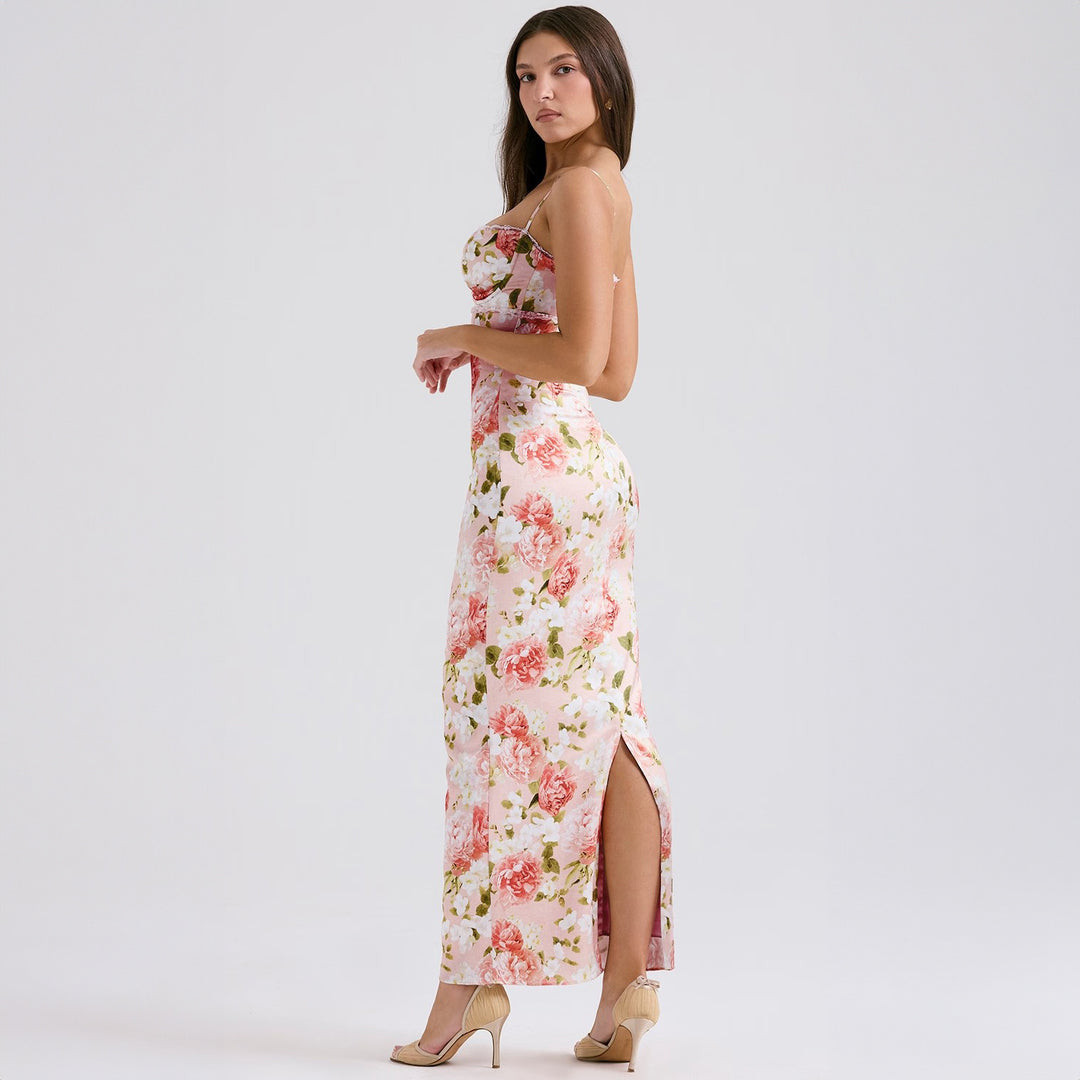 Damer Elegant figursyet Maxikjole med blomsterdesign Skovae