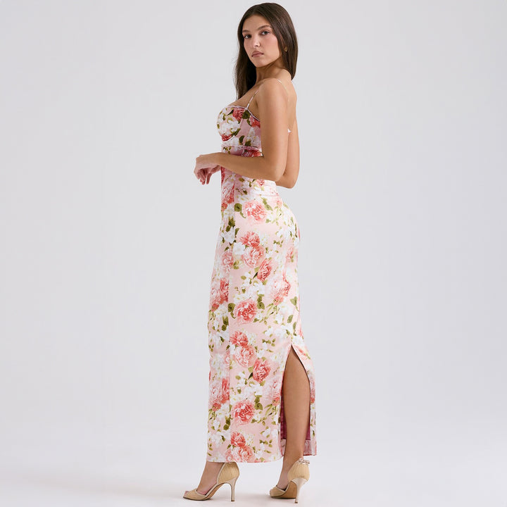 Damer Elegant figursyet Maxikjole med blomsterdesign Skovae