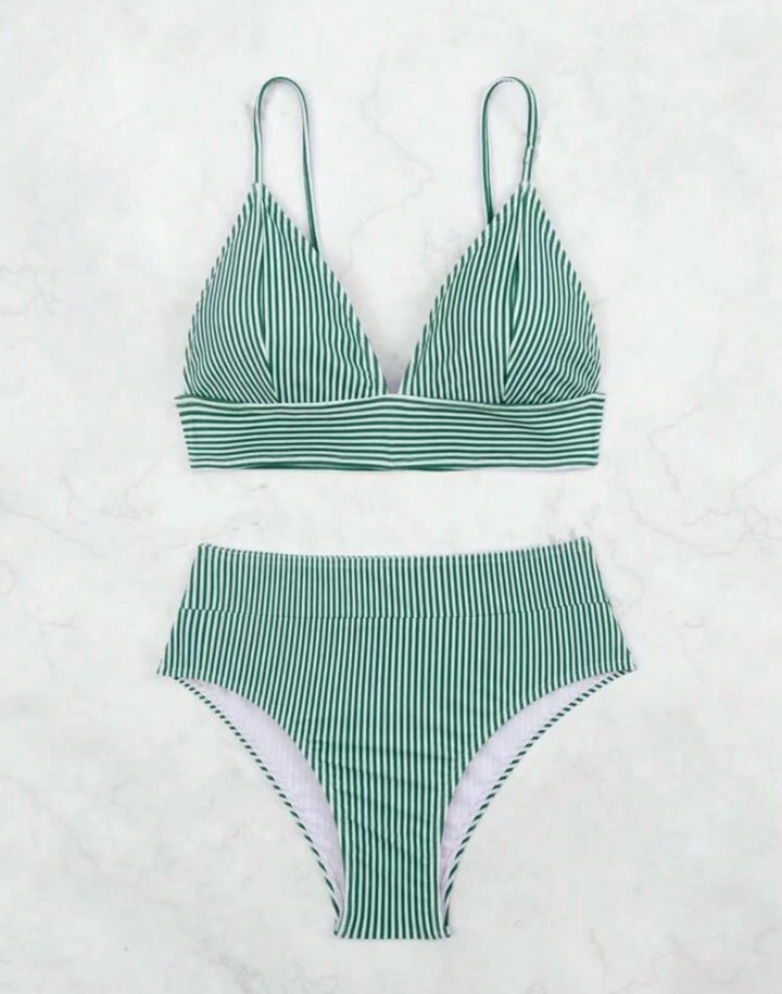 Kvinder stribet høj taljet bikini sæt Stilla