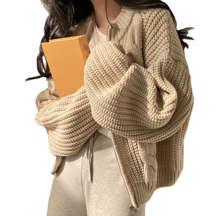 Femme Chunky Åben Front Strikjakke Stilla