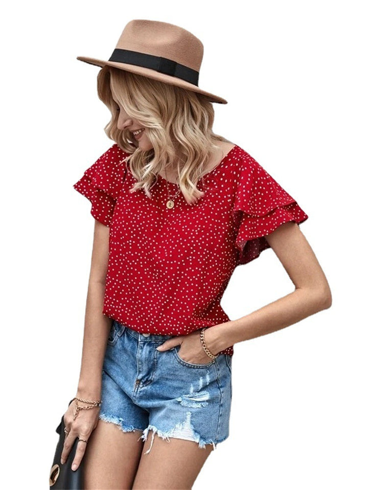 Damer Rynketrøje med korte ærmer og Polka-Dots Stilla