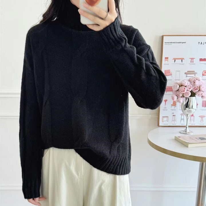 Femme Chunky Strikpullover med høj hals Stilla