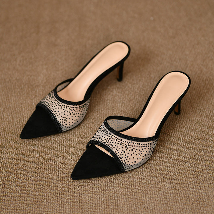 Dame Elegant Åben-Tå Hælsandal med Rhinestones Stilla