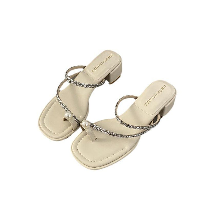 Dame elegante åbne tævesandaler med perle- og rhinestone-accent Stilla